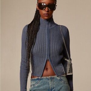 BLUE ZIP CARDIGAN